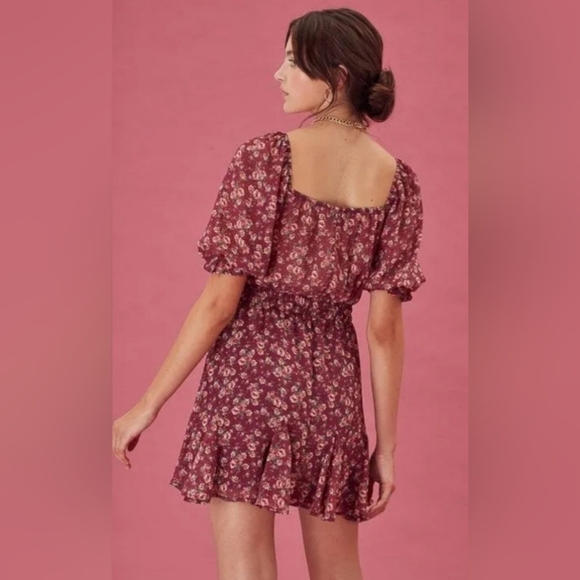 🌷💮Trixxi Burgundy Floral Mini Dress - Picture 13 of 15